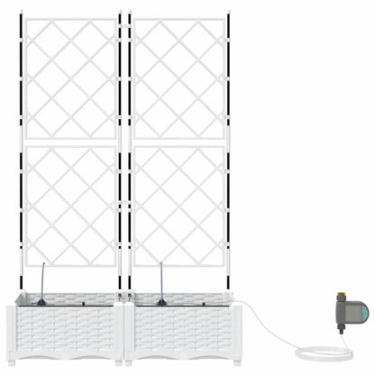 Garden Planter 2 pcs White 80 x 40 x 126 cm PP