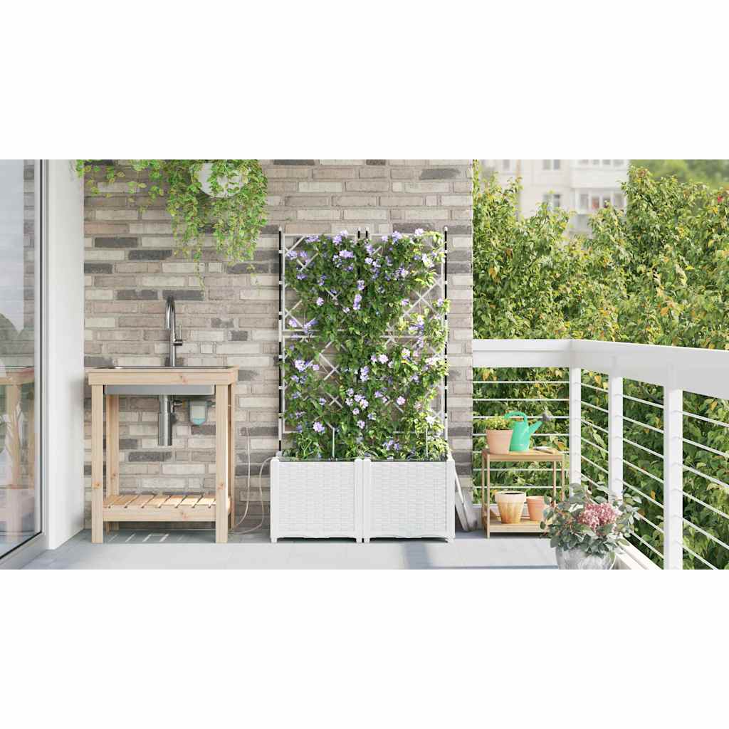 Garden Planter 2 pcs White 80 x 40 x 142 cm PP