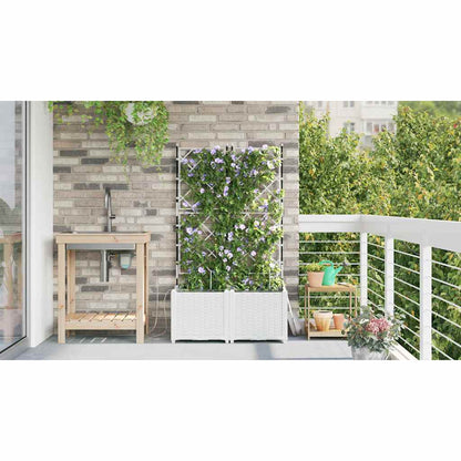 Garden Planter 2 pcs White 80 x 40 x 142 cm PP