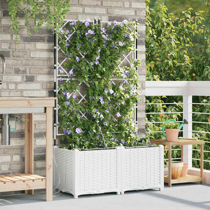 Garden Planter 2 pcs White 80 x 40 x 142 cm PP