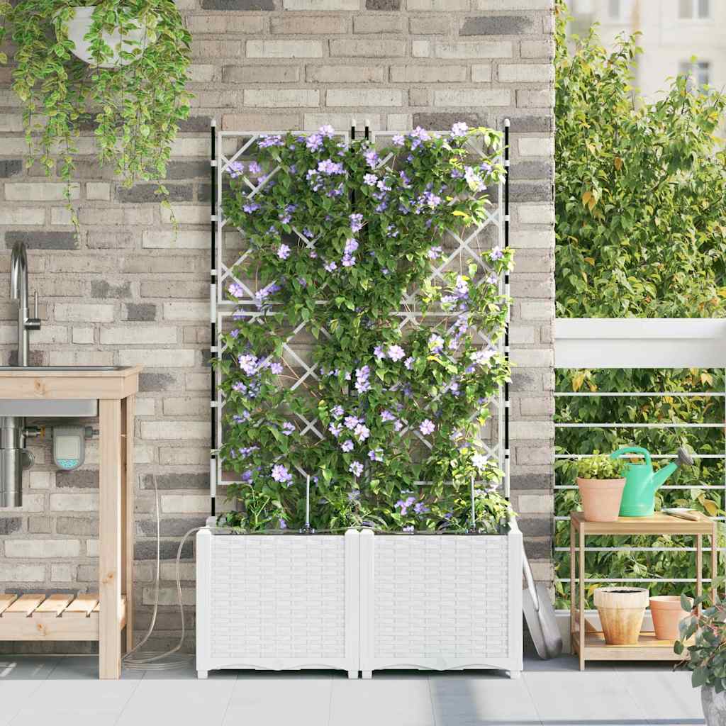 Garden Planter 2 pcs White 80 x 40 x 142 cm PP