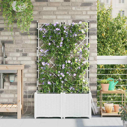 Garden Planter 2 pcs White 80 x 40 x 142 cm PP