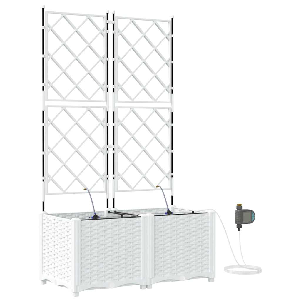 Garden Planter 2 pcs White 80 x 40 x 142 cm PP