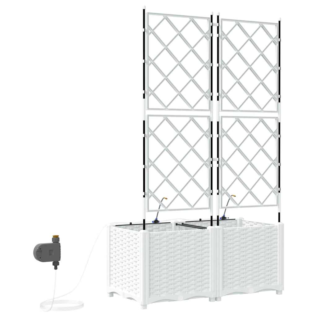 Garden Planter 2 pcs White 80 x 40 x 142 cm PP