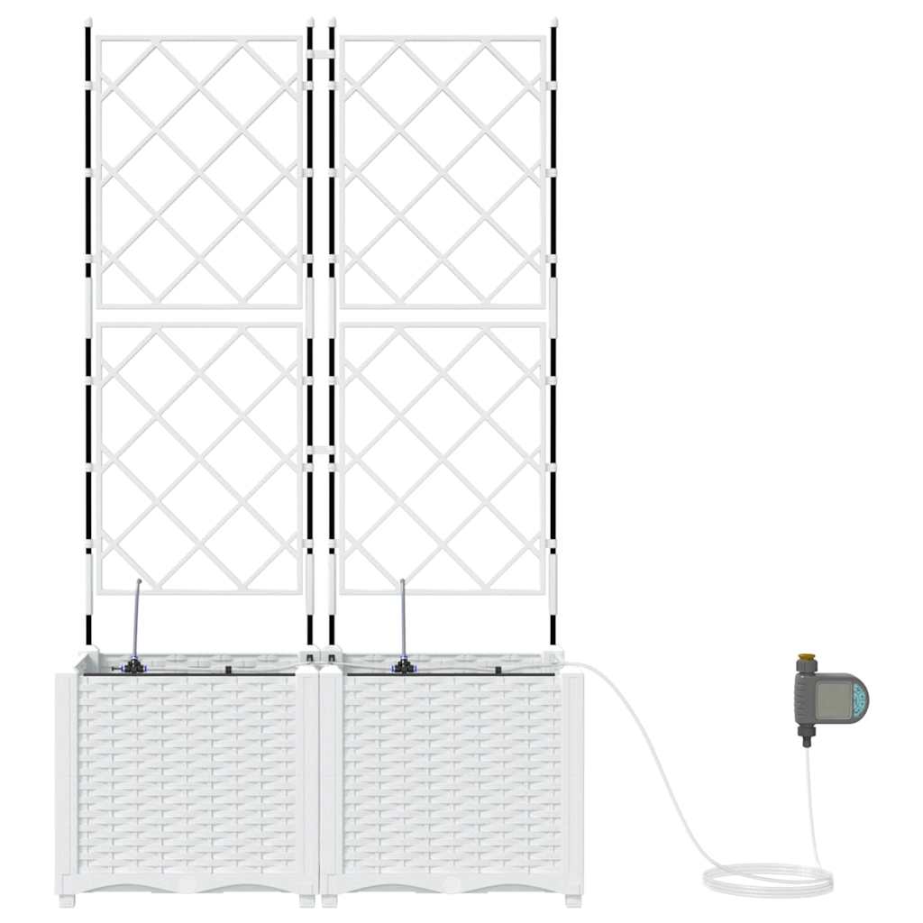 Garden Planter 2 pcs White 80 x 40 x 142 cm PP