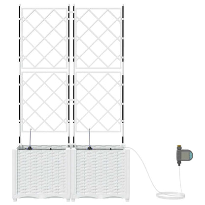 Garden Planter 2 pcs White 80 x 40 x 142 cm PP