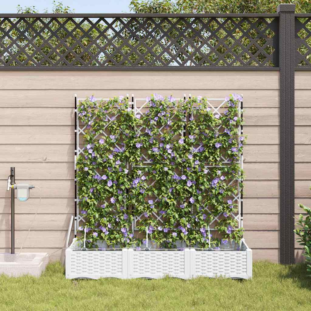 Garden Planter 3 pcs White 120 x 40 x 126 cm PP