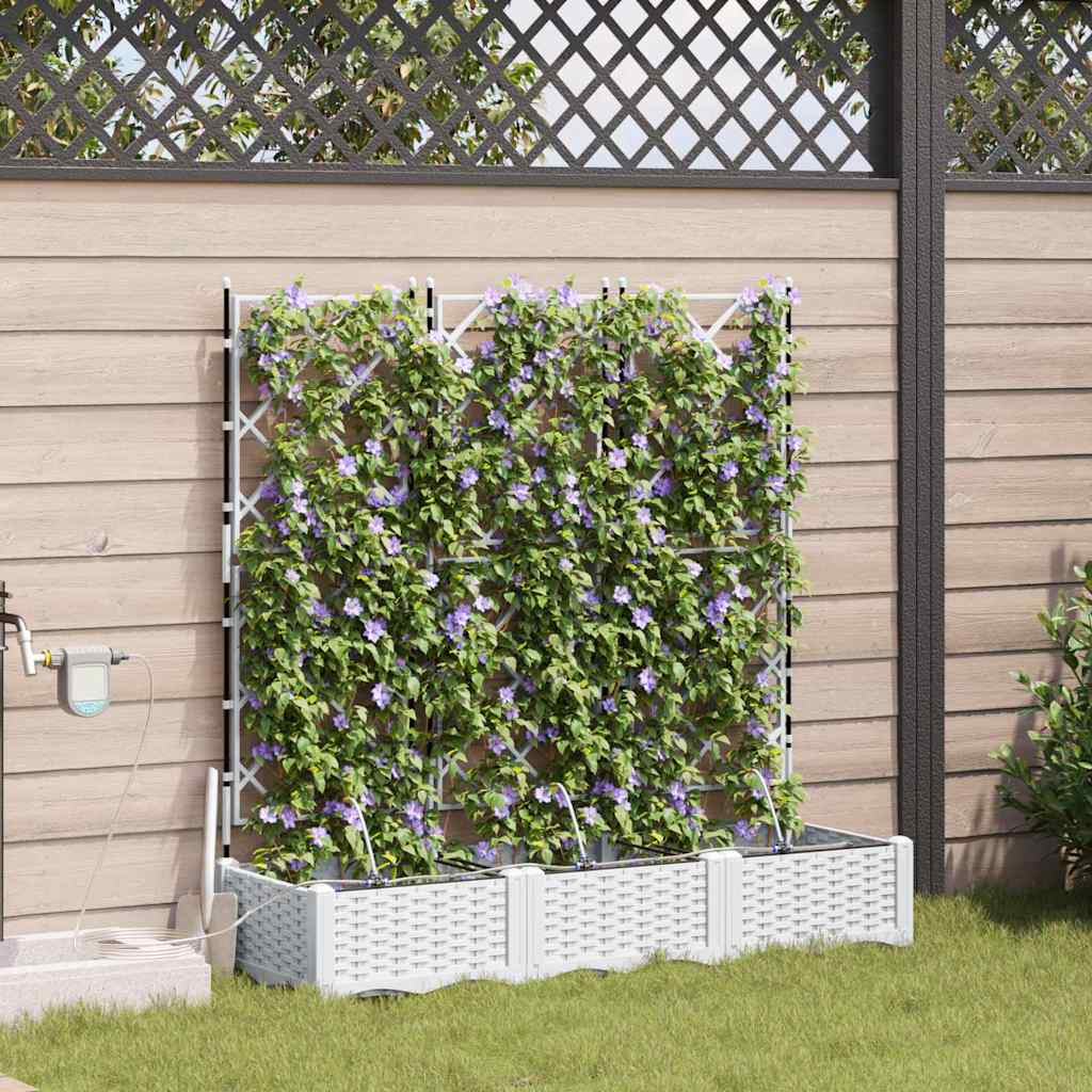 Garden Planter 3 pcs White 120 x 40 x 126 cm PP