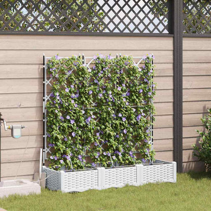Garden Planter 3 pcs White 120 x 40 x 126 cm PP