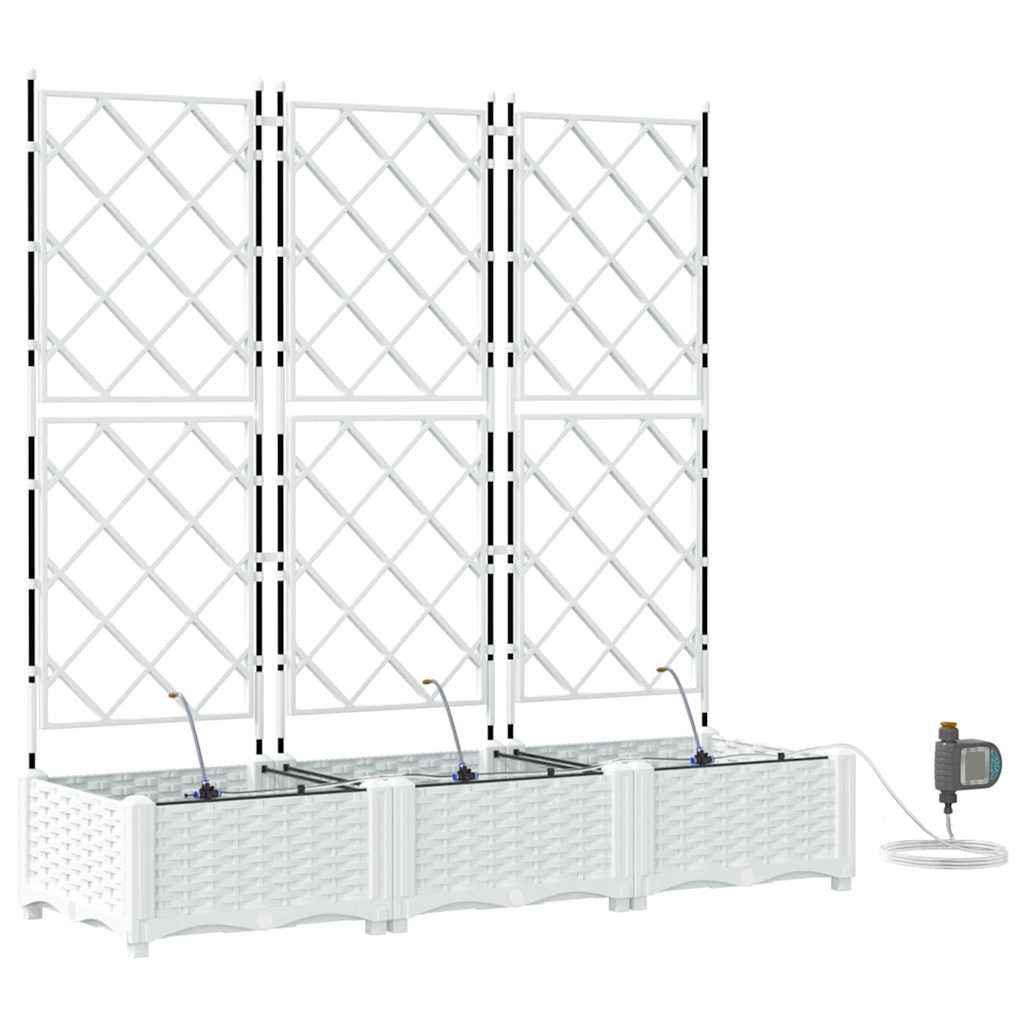 Garden Planter 3 pcs White 120 x 40 x 126 cm PP