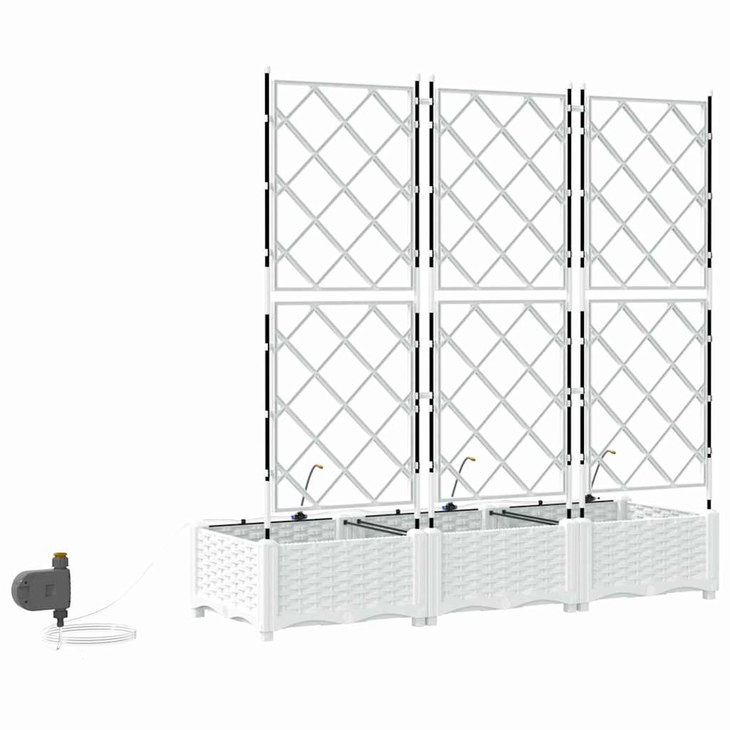 Garden Planter 3 pcs White 120 x 40 x 126 cm PP