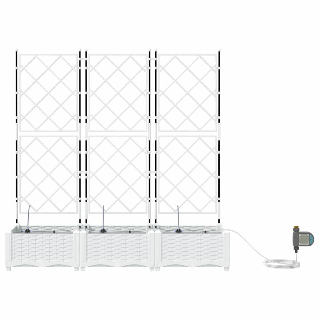 Garden Planter 3 pcs White 120 x 40 x 126 cm PP