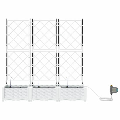 Garden Planter 3 pcs White 120 x 40 x 126 cm PP