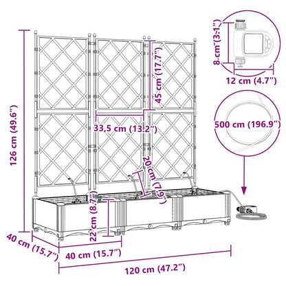 Garden Planter 3 pcs White 120 x 40 x 126 cm PP