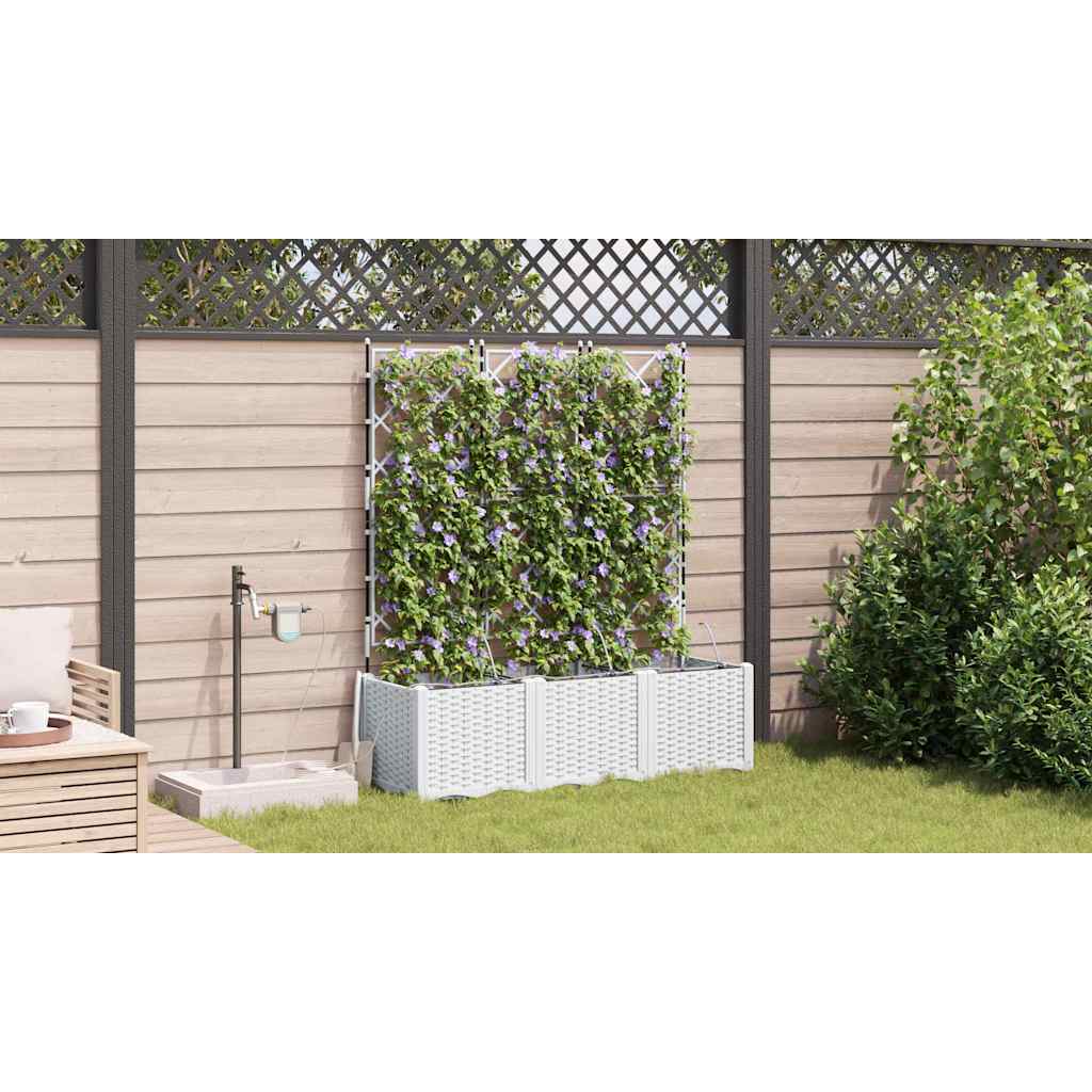 Garden Planter 3 pcs White 120 x 40 x 142 cm PP