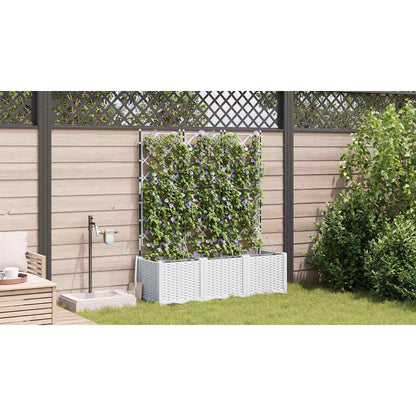Garden Planter 3 pcs White 120 x 40 x 142 cm PP
