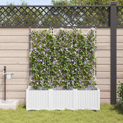 Garden Planter 3 pcs White 120 x 40 x 142 cm PP
