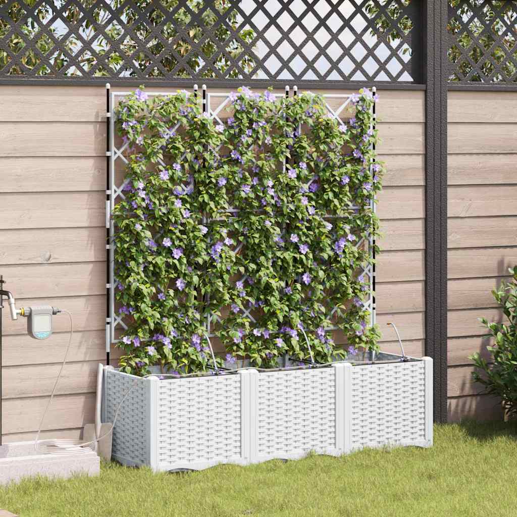 Garden Planter 3 pcs White 120 x 40 x 142 cm PP