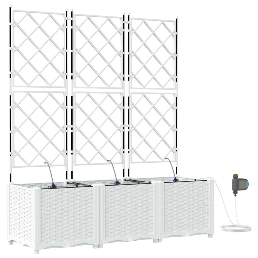 Garden Planter 3 pcs White 120 x 40 x 142 cm PP