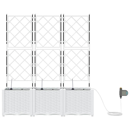 Garden Planter 3 pcs White 120 x 40 x 142 cm PP