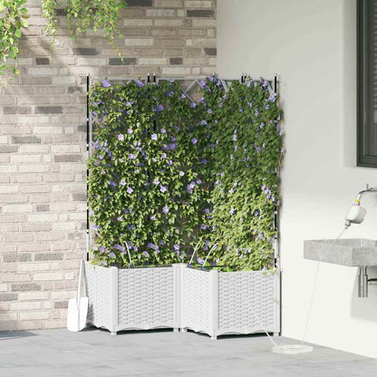 Garden Planter 3 pcs White 80 x 80 x 142 cm PP