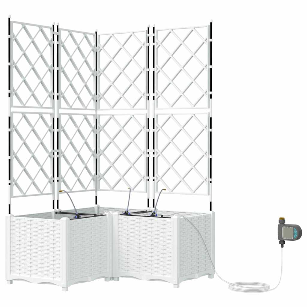 Garden Planter 3 pcs White 80 x 80 x 142 cm PP