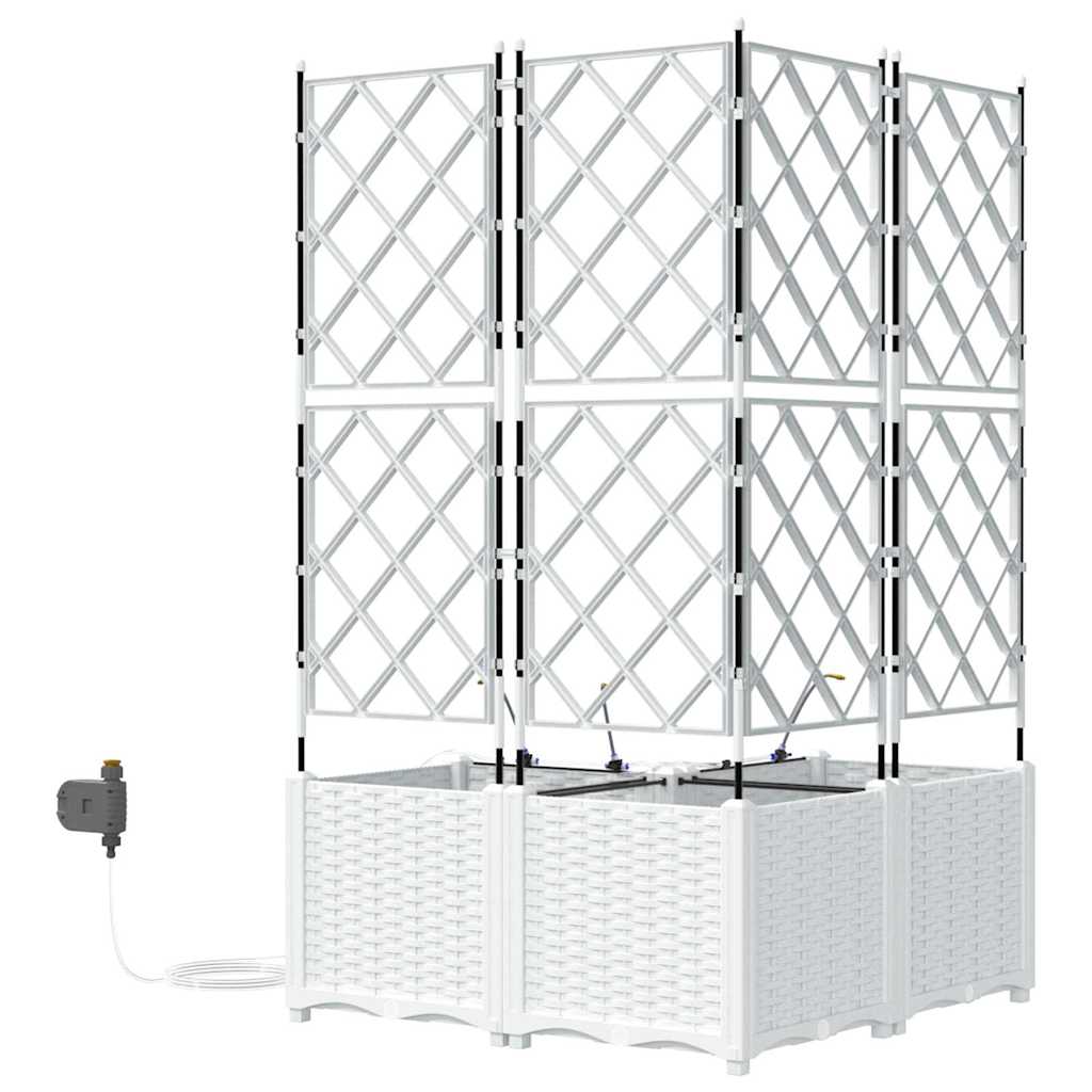 Garden Planter 3 pcs White 80 x 80 x 142 cm PP
