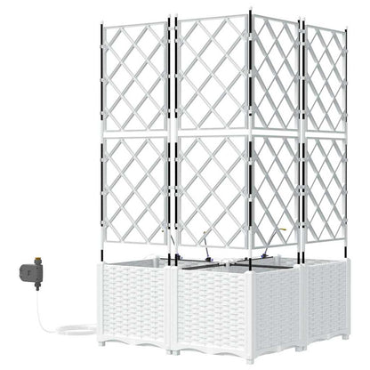 Garden Planter 3 pcs White 80 x 80 x 142 cm PP