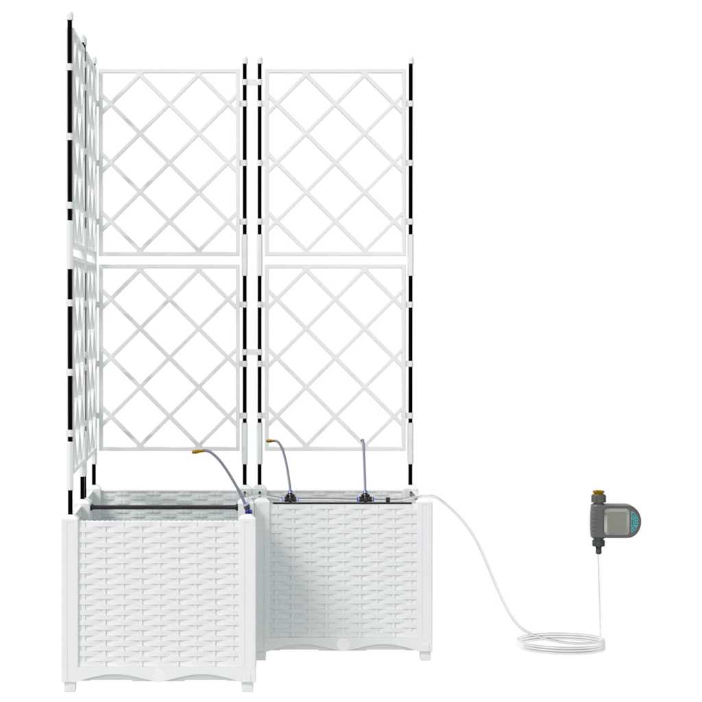 Garden Planter 3 pcs White 80 x 80 x 142 cm PP