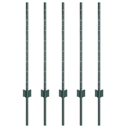 Embedded Fence Post 5 pcs Green 120 cm Powder-Coated Steel