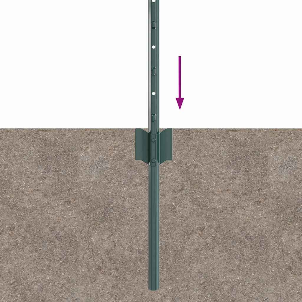 Embedded Fence Post 11 pcs Green 120 cm Powder-Coated Steel
