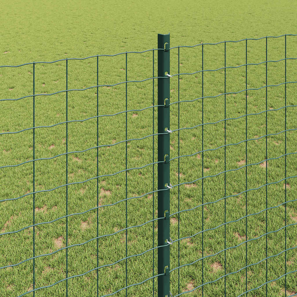 Embedded Fence Post 11 pcs Green 200 cm Powder-Coated Steel
