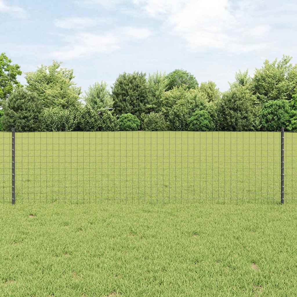 Embedded Fence Post 11 pcs Grey 100 cm Powder-Coated Steel