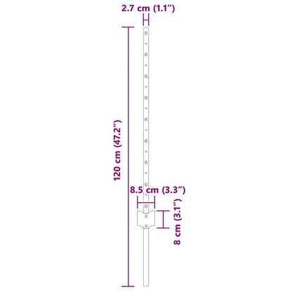 Embedded Fence Post 5 pcs Grey 120 cm Powder-Coated Steel