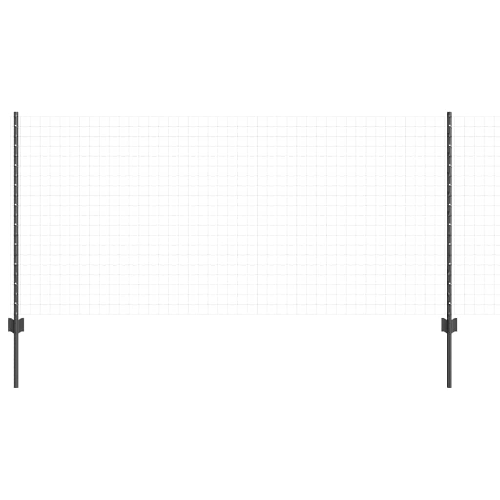 Embedded Fence Post 5 pcs Grey 140 cm Powder-Coated Steel