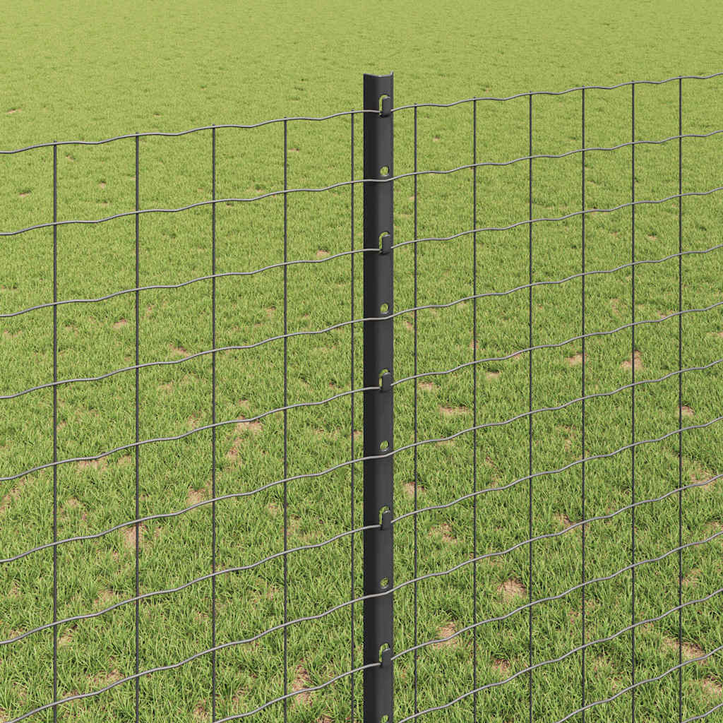Embedded Fence Post 5 pcs Grey 180 cm Powder-Coated Steel