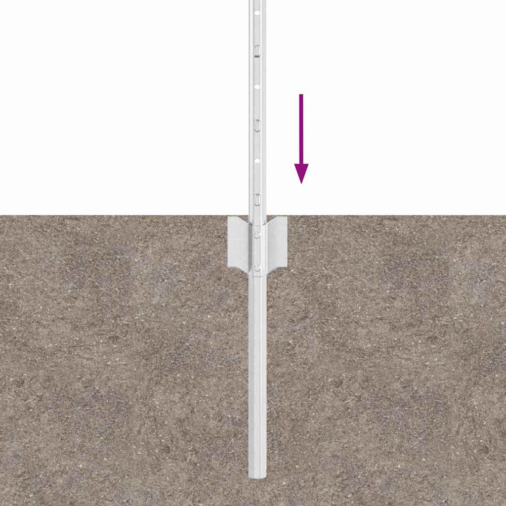 Embedded Fence Post 5 pcs Silver 120 cm Powder-Coated Steel