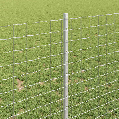 Embedded Fence Post 11 pcs Silver 140 cm Powder-Coated Steel
