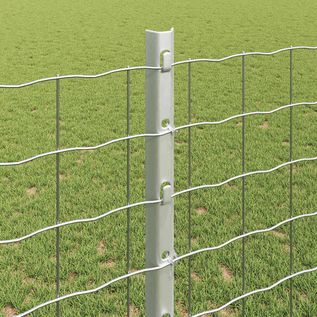 Embedded Fence Post 5 pcs Silver 160 cm Powder-Coated Steel