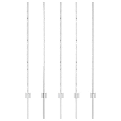 Embedded Fence Post 5 pcs Silver 160 cm Powder-Coated Steel