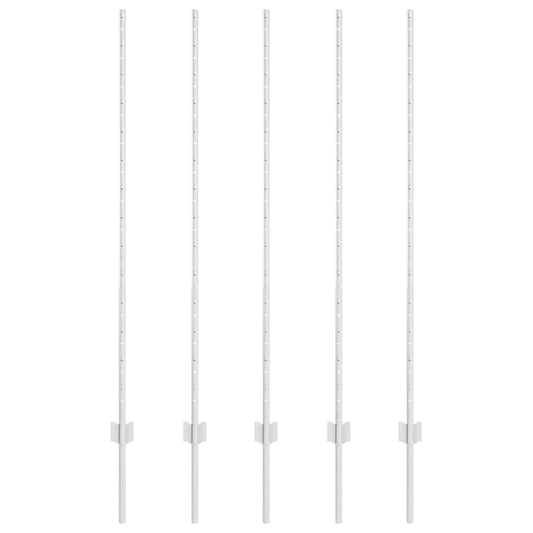 Embedded Fence Post 5 pcs Silver 180 cm Powder-Coated Steel