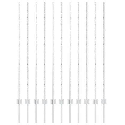 Embedded Fence Post 11 pcs Silver 180 cm Powder-Coated Steel