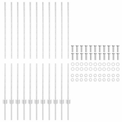 Embedded Fence Post 11 pcs Silver 180 cm Powder-Coated Steel