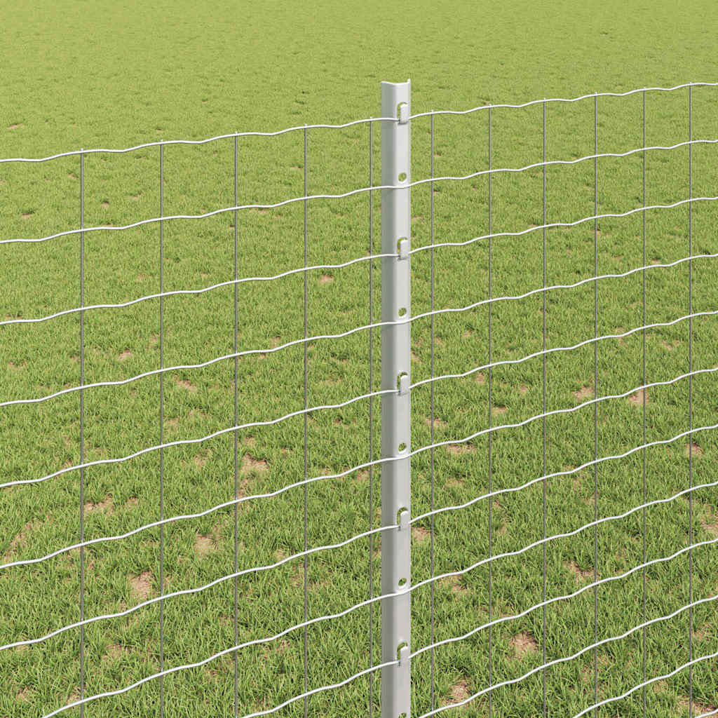 Embedded Fence Post 11 pcs Silver 200 cm Powder-Coated Steel