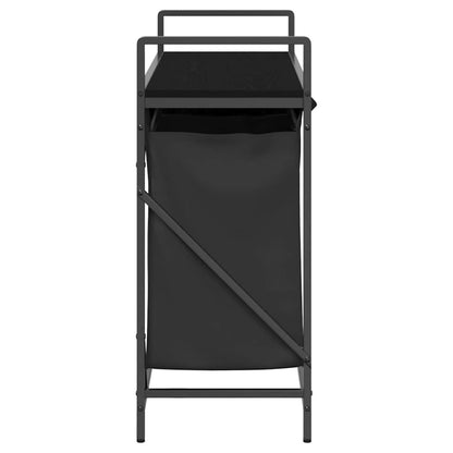 Laundry Basket 3 Compartments with Shelf Black Oak