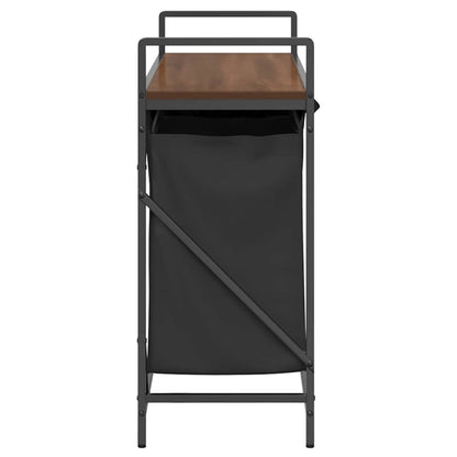 Laundry Basket 3 Compartments with Shelf Brown Oak
