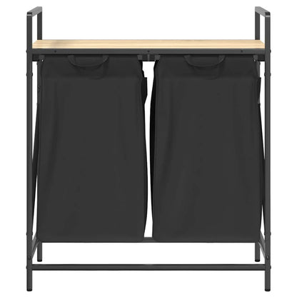 Laundry Basket 2 Compartments with Shelf Sonoma Oak