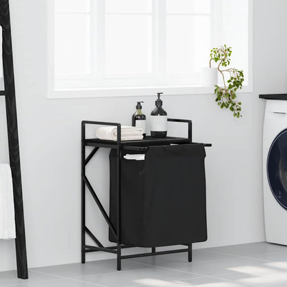 Laundry Basket 1 Compartment with Shelf Black Oak