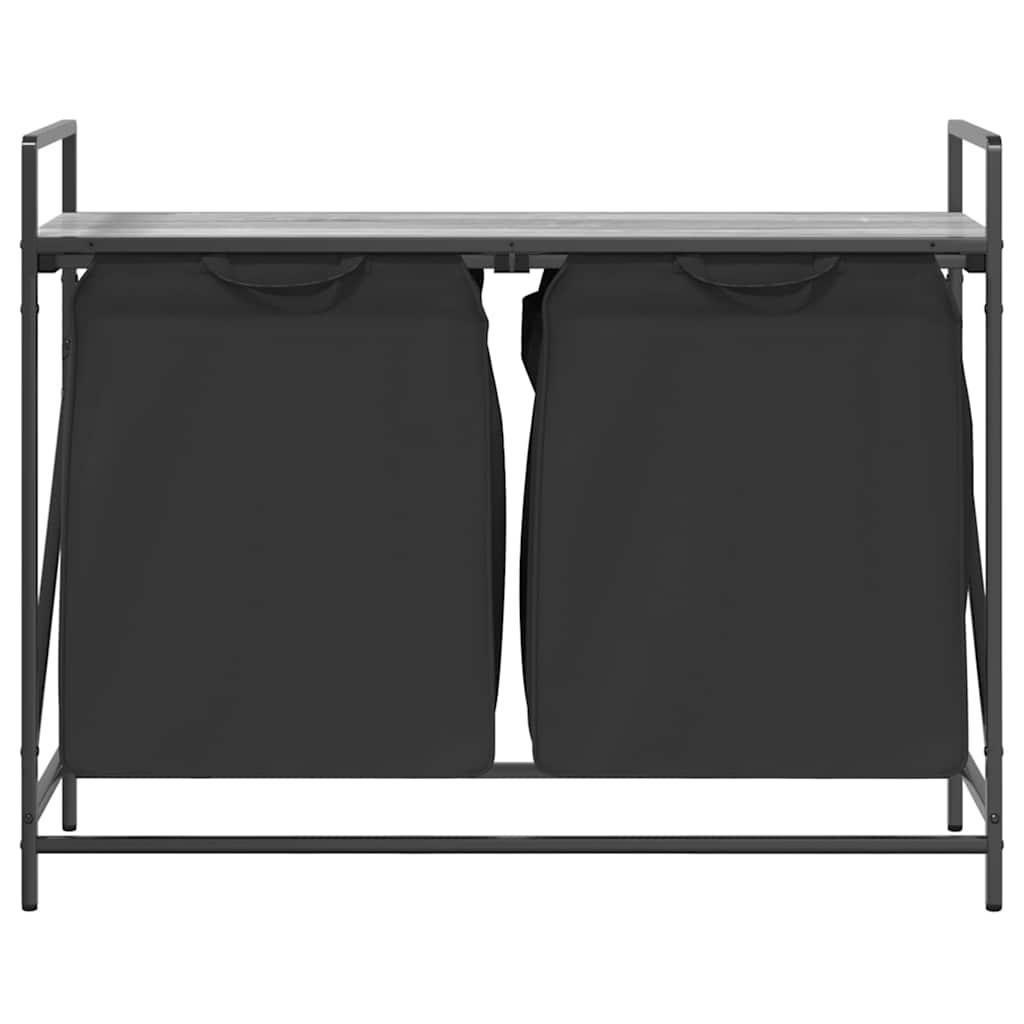 Laundry Basket 2 Compartments with Shelf Grey Sonoma