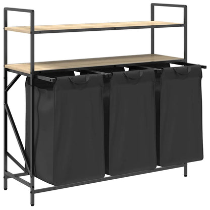 Laundry Basket 3 Compartments with Shelves Sonoma Oak